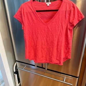Dylan Bright Coral V-Neck Short Sleeve Tee